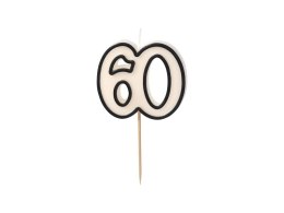 Świeczka urodzinowa '60', sześćdziesiątka, czarno-biała, 5.5 cm Partydeco