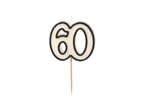 Świeczka urodzinowa '60', sześćdziesiątka, czarno-biała, 5.5 cm Partydeco Świeczka urodzinowa '60', sześćdziesiątka, czarno-biała, 5.5 cm Partydeco