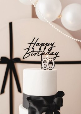Świeczka urodzinowa '60', sześćdziesiątka, czarno-biała, 5.5 cm Partydeco