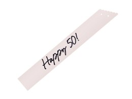 Szarfa Happy 50, pięćdziesiątka - kremowa, 76 cm Partydeco
