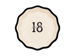 Talerzyki papierowe ''Hello 18'' osiemnastka, 18 cm, 6szt Partydeco