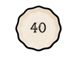 Talerzyki papierowe ''Hello 40'' czterdziestka, 18 cm, 6szt Partydeco