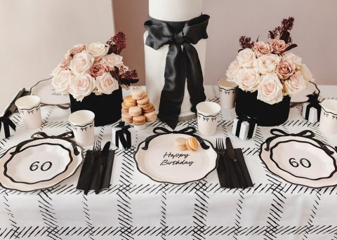 Talerzyki papierowe ''Hello 60'' sześćdziesiątka, 18 cm, 6szt Partydeco Talerzyki papierowe ''Hello 60'' sześćdziesiątka, 18 cm, 6szt Partydeco