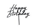 Topper akrylowy na tort „Happy Birthday" - czarny, 16,5 cm Partydeco
