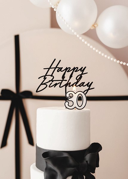 Topper akrylowy na tort „Happy Birthday" - czarny, 16,5 cm Partydeco Topper akrylowy na tort „Happy Birthday" - czarny, 16,5 cm Partydeco
