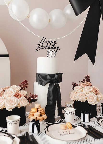 Topper akrylowy na tort „Happy Birthday" - czarny, 16,5 cm Partydeco Topper akrylowy na tort „Happy Birthday" - czarny, 16,5 cm Partydeco