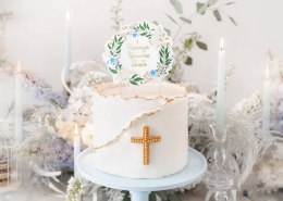 Topper na tort Pierwsza Komunia Święta,16.7x20 cm Partydeco