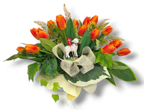 WIELKANOCNY STROIK NA POMNIK WIĄZANKA KWIATY TULIPANY BARANEK NA CMENTARZ WIELKANOCNY STROIK NA POMNIK WIĄZANKA KWIATY TULIPANY BARANEK NA CMENTARZ