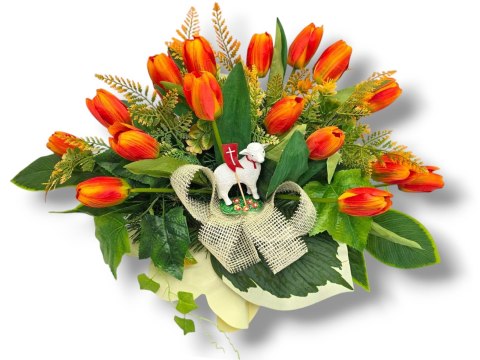 WIELKANOCNY STROIK NA POMNIK WIĄZANKA KWIATY TULIPANY BARANEK NA CMENTARZ WIELKANOCNY STROIK NA POMNIK WIĄZANKA KWIATY TULIPANY BARANEK NA CMENTARZ