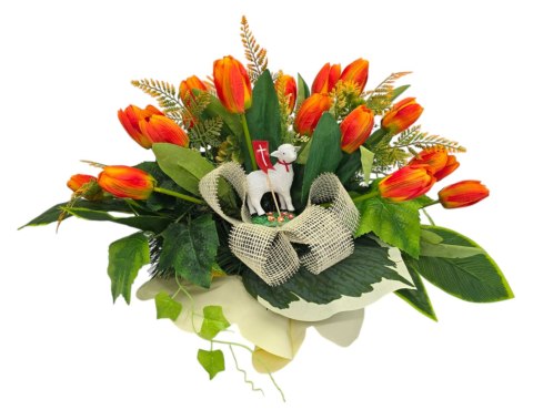 WIELKANOCNY STROIK NA POMNIK WIĄZANKA KWIATY TULIPANY BARANEK NA CMENTARZ WIELKANOCNY STROIK NA POMNIK WIĄZANKA KWIATY TULIPANY BARANEK NA CMENTARZ