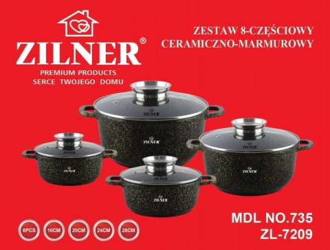 GARNKI MARMUROWO-CERAMICZNE 8 EL. ZILNER ZL-7209 GARNKI MARMUROWO-CERAMICZNE 8 EL. ZILNER ZL-7209