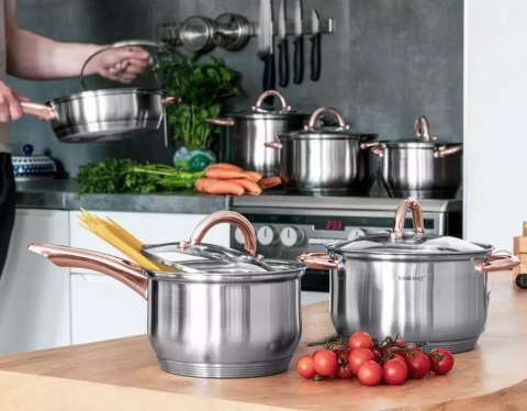 GARNKI STALOWE 10 EL. KINGHOFF ROSEGOLD KH-1764 GARNKI STALOWE 10 EL. KINGHOFF ROSEGOLD KH-1764