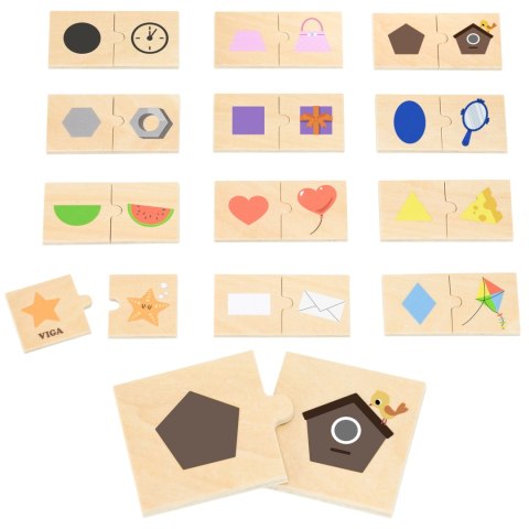 VIGA Zestaw Puzzle Łączenie Kształtów i Przedmiotów VIGA Zestaw Puzzle Łączenie Kształtów i Przedmiotów
