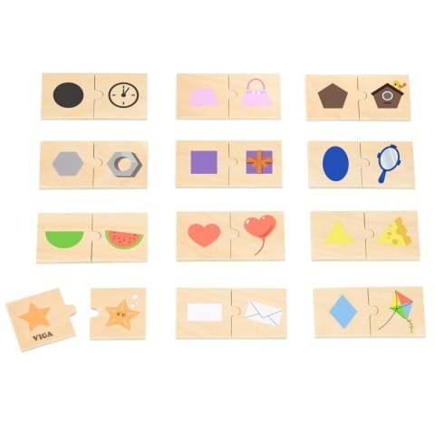 VIGA Zestaw Puzzle Łączenie Kształtów i Przedmiotów VIGA Zestaw Puzzle Łączenie Kształtów i Przedmiotów