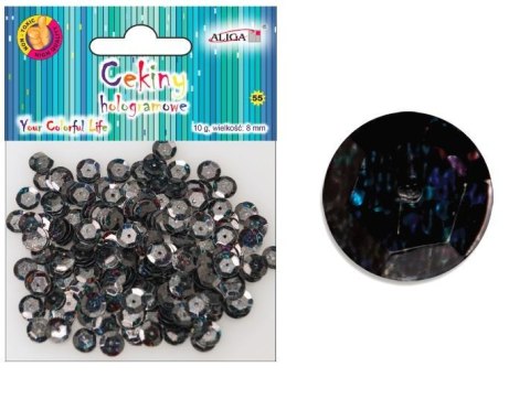 Cekiny 12szt hologramowe CZARNE 8mm 10g | MT-0213 Cekiny 12szt hologramowe CZARNE 8mm 10g | MT-0213