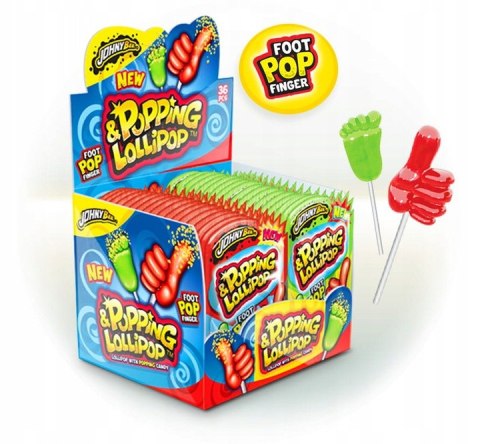Lizak strzelający Popping Lollipop stopa kciuk JOHNY BEE 13g x 36szt Lizak strzelający Popping Lollipop stopa kciuk JOHNY BEE 13g x 36szt