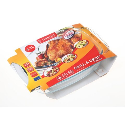 Naczynie żaroodporne prostokątne z pokrywą Termisil Grill&Drop 4,1 l Naczynie żaroodporne prostokątne z pokrywą Termisil Grill&Drop 4,1 l