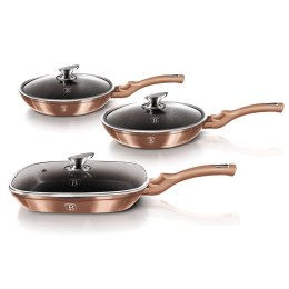 ZESTAW 3 PATELNI GRANITOWYCH 20/24/28CM BERLINGER HAUS METALLIC LINE ROSE GOLD BH-6195