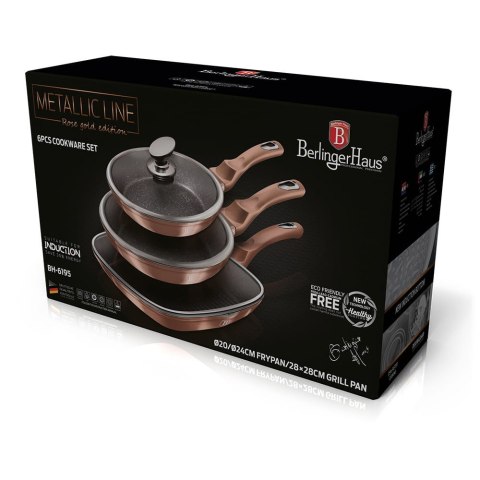 ZESTAW 3 PATELNI GRANITOWYCH 20/24/28CM BERLINGER HAUS METALLIC LINE ROSE GOLD BH-6195 ZESTAW 3 PATELNI GRANITOWYCH 20/24/28CM BERLINGER HAUS METALLIC LINE ROSE GOLD BH-6195