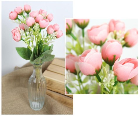 Bukiet 2szt PEONIA z białym dodatkiem, wys. 34 cm 5 łodyg (15 kwiatów 2,5x2,5 cm) RÓŻOWA KMD-2408C Bukiet 2szt PEONIA z białym dodatkiem, wys. 34 cm 5 łodyg (15 kwiatów 2,5x2,5 cm) RÓŻOWA KMD-2408C