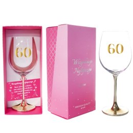 Kieliszek do wina 500ml. ze złotą nóżką 