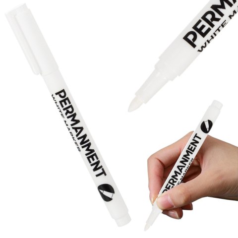 Marker pisak permanentny biały do opon szyb stali 12szt. Marker pisak permanentny biały do opon szyb stali 12szt.