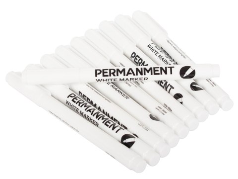 Marker pisak permanentny biały do opon szyb stali 12szt. Marker pisak permanentny biały do opon szyb stali 12szt.