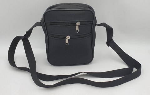 Torba męska 18 x 23cm z dwoma zamkami materiał czarna Torba męska 18 x 23cm z dwoma zamkami materiał czarna