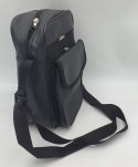 Torba męska 22 x 29cm z dwoma zamkami i kieszenią eco skóra czarna