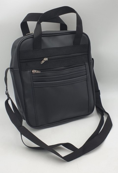 Torba męska 27 x 30 z dwoma zamkami eco skóra czarna Torba męska 27 x 30 z dwoma zamkami eco skóra czarna