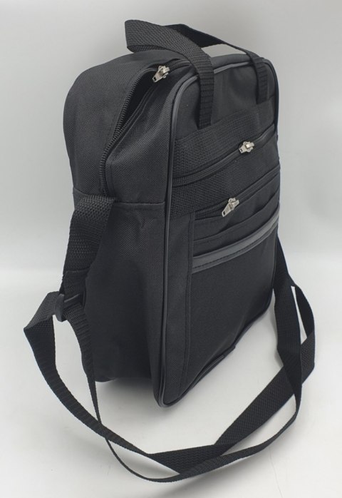 Torba męska 27 x 30 z dwoma zamkami materiał czarna Torba męska 27 x 30 z dwoma zamkami materiał czarna
