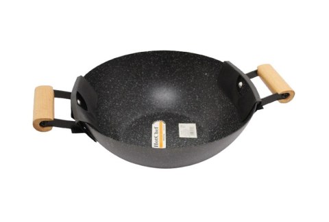 Wok czarny z drewnianymi uszami 35 x 24 x 9 cm BLM-2402 Wok czarny z drewnianymi uszami 35 x 24 x 9 cm BLM-2402