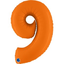 Balon Foliowy Cyfra 9, Matowa Pomarańczowa, 102cm Grabo Grabo
