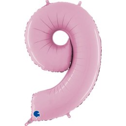 Balon Foliowy Cyfra 9 Różowa Pastel Pink, 66 cm Grabo Grabo