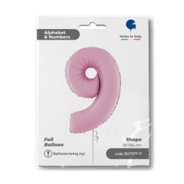 Balon Foliowy Cyfra 9 Różowa Pastel Pink, 66 cm Grabo Grabo