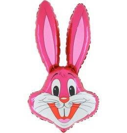 Balon Foliowy Królik Różowy Grabo, 35 cm (14'') na Patyk Grabo