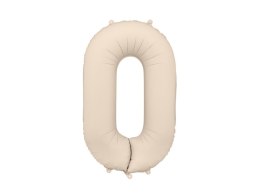 Balon foliowy Cyfra '0', 86cm, jasny beż - mat Partydeco