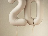Balon foliowy Cyfra '0', 86cm, jasny beż - mat Partydeco
