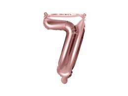 Balon foliowy Cyfra '7', 35cm, różowe złoto Partydeco