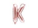 Balon foliowy Litera K, 35cm, Rose Gold różowe złoto Partydeco