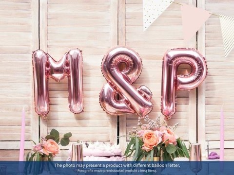 Balon foliowy Litera K, 35cm, Rose Gold różowe złoto Partydeco Balon foliowy Litera K, 35cm, Rose Gold różowe złoto Partydeco