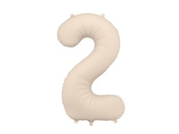 Balon foliowy Matowa Cyfra '2', 86cm, jasny beż Partydeco