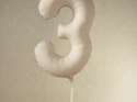 Balon foliowy Matowa Cyfra '3', 86cm, jasny beż Partydeco