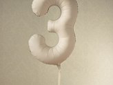 Balon foliowy Matowa Cyfra '3', 86cm, jasny beż Partydeco