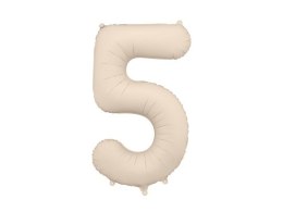 Balon foliowy Matowa Cyfra '5', 86cm, jasny beż Partydeco