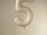 Balon foliowy Matowa Cyfra '5', 86cm, jasny beż Partydeco