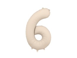 Balon foliowy Matowa Cyfra '6', 86cm, jasny beż Partydeco