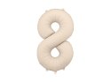 Balon foliowy Matowa Cyfra '8', 86cm, jasny beż Partydeco