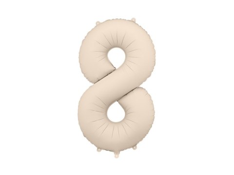 Balon foliowy Matowa Cyfra '8', 86cm, jasny beż Partydeco Balon foliowy Matowa Cyfra '8', 86cm, jasny beż Partydeco