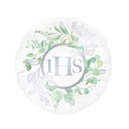 Balon foliowy, Pierwsza Kominia, IHS Eukaliptus srebrny 45cm PartyPal